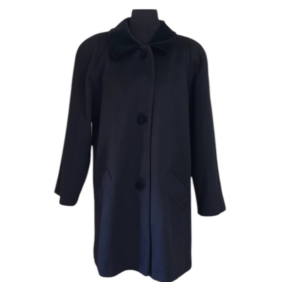 Forecaster of Boston Jackets & Blazers - Womens BLACK Heavy Winter Wool Coat Velvet Collar Buttons Size 12